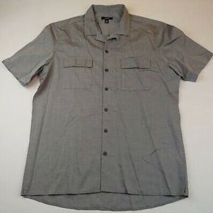Alfani Men’s Medium Stretch Camp Collar Short Sleeve Button Down, New Grey